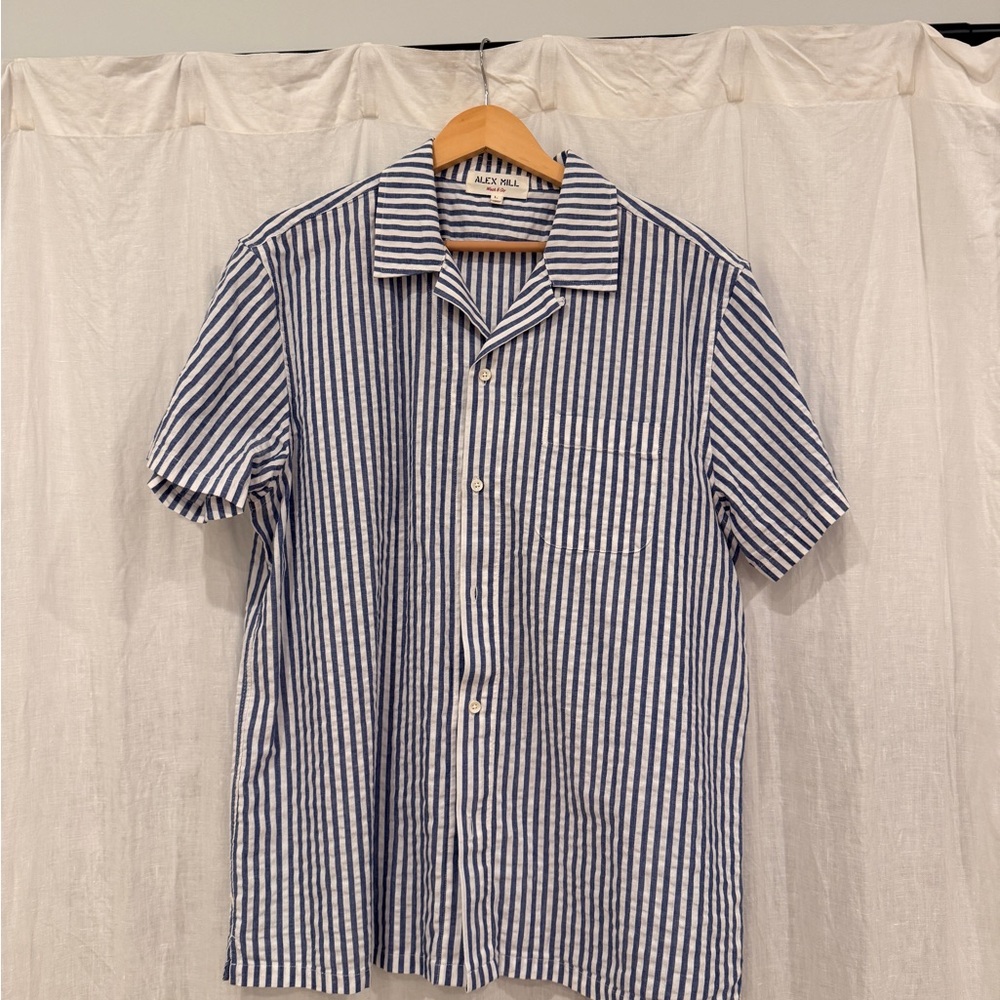 Alex Mill Navy and White Striped Casual Shirt